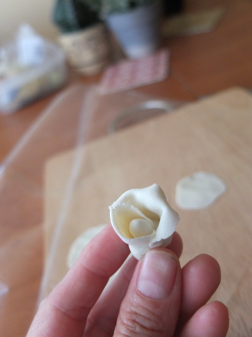 Marzipan roses and leaves