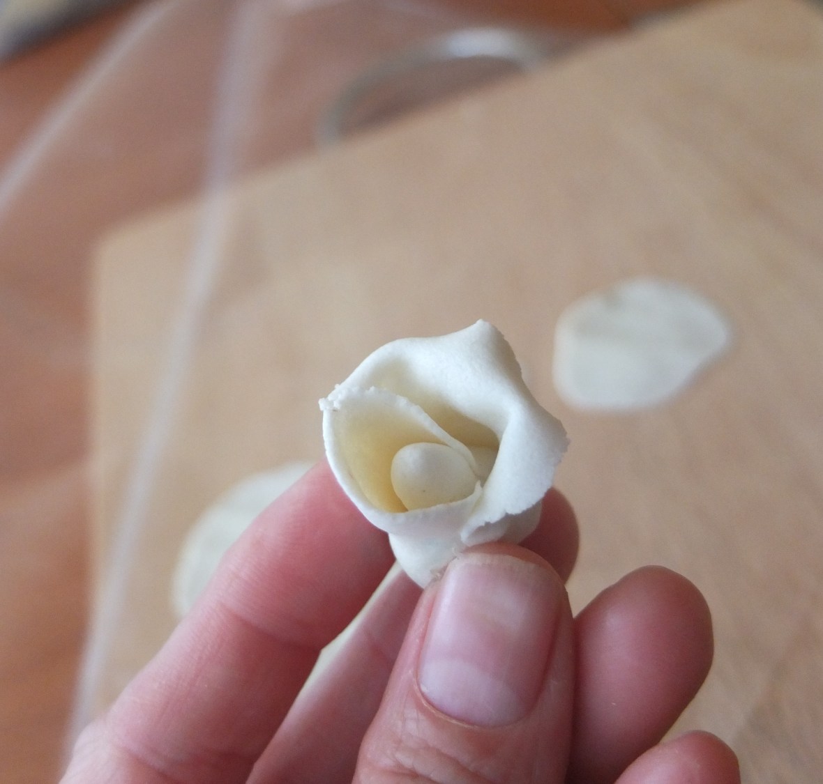 Marzipan roses and leaves