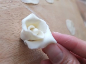 Marzipan roses and leaves