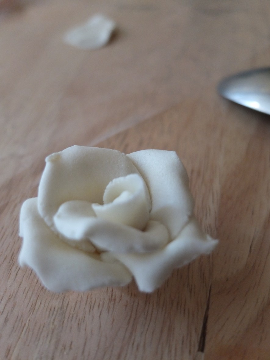 Marzipan roses and leaves