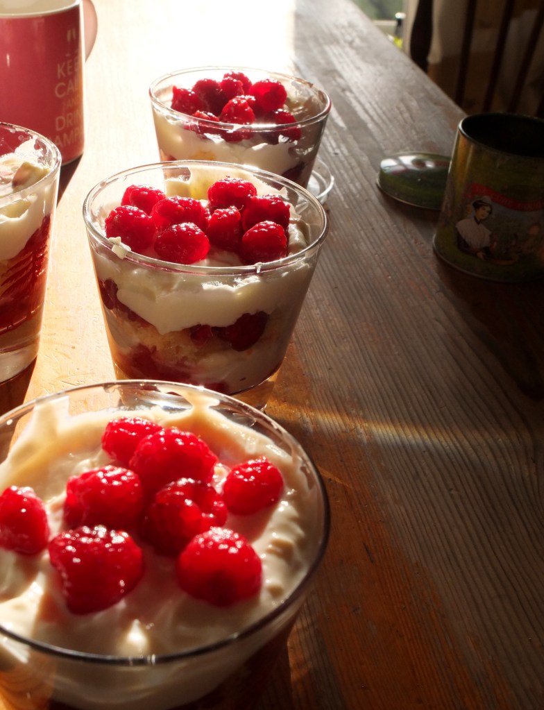 More yoghurt and raspberries.