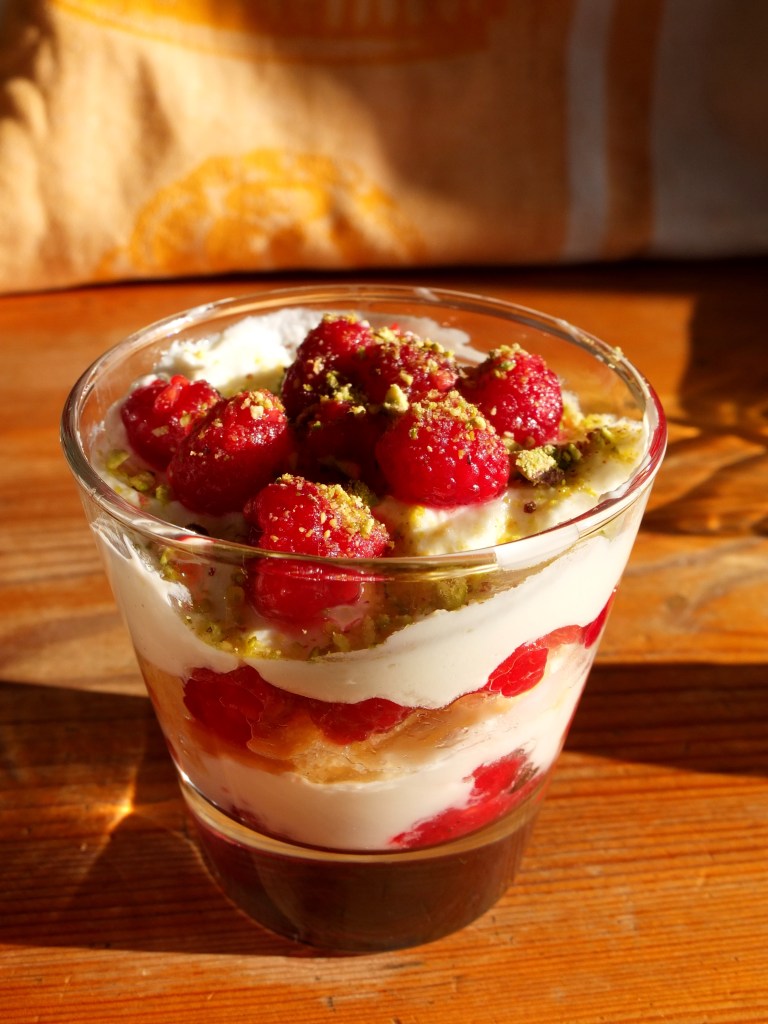 Raspberry, yoghurt and sponge verrines