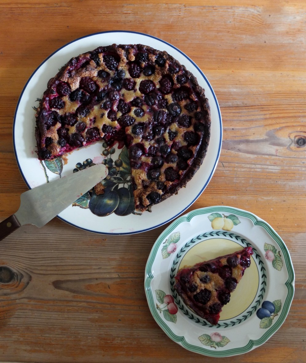 blackberry and blueberry tart with mint