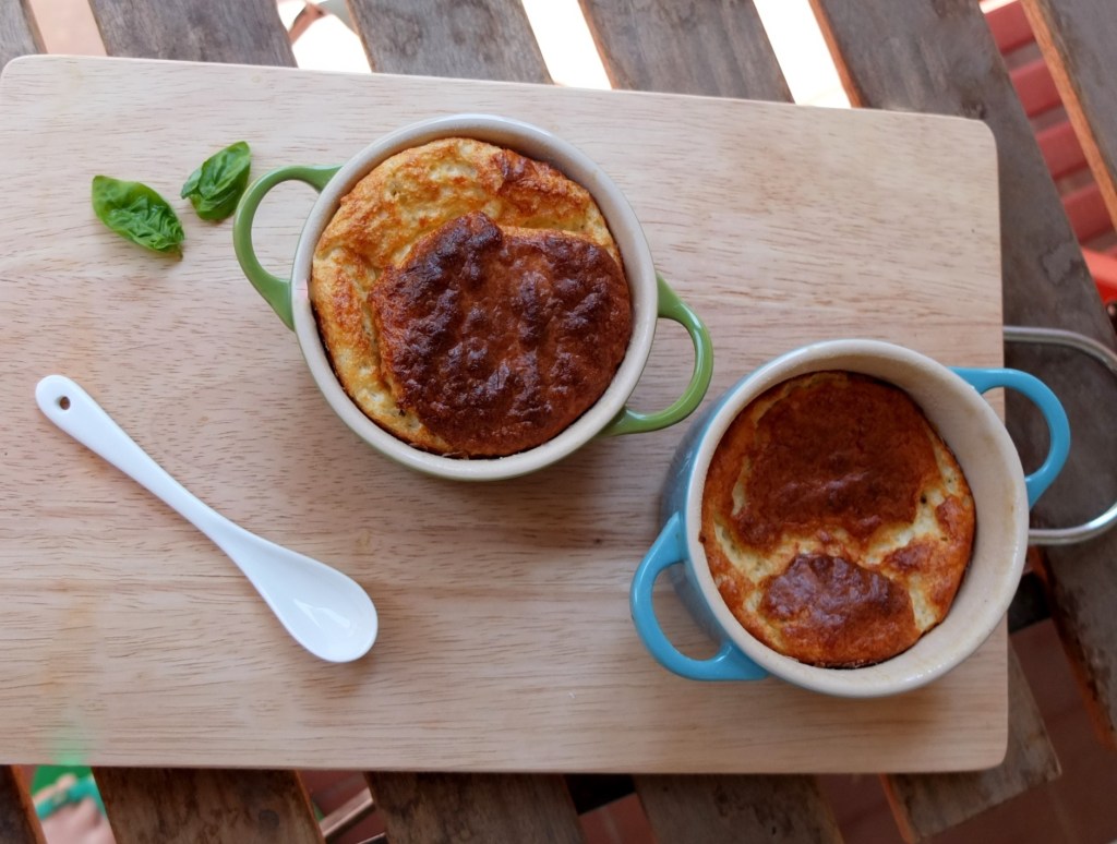 Basil and nutmeg cheese soufflés