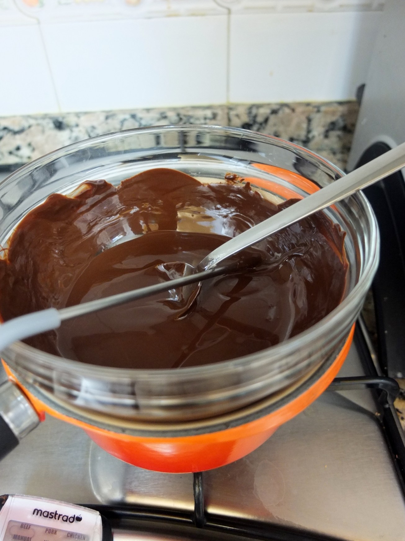 Melting chocolate on a bain marie