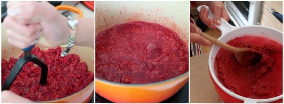 making raspberry jam