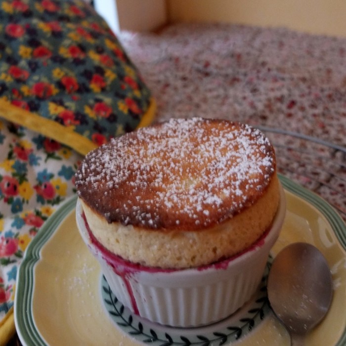 Cherry and almond soufflé