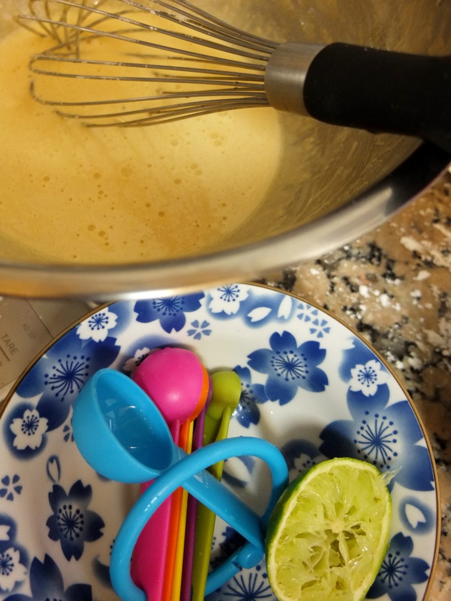Add the lime and ground almonds