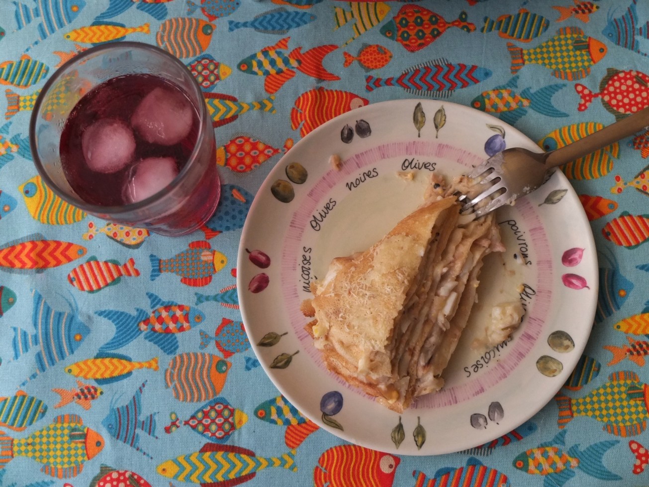 Tuna and egg crêpe cake