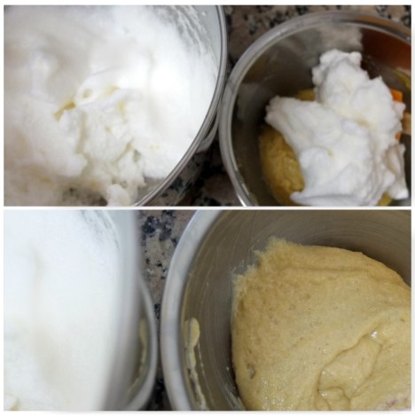 Fold a little egg white into the creme pat