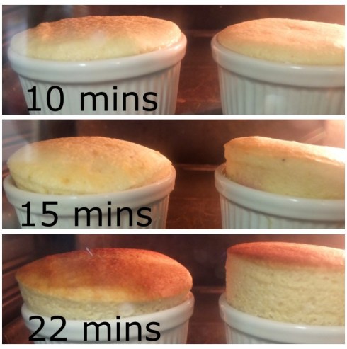 Soufflés rising in the oven