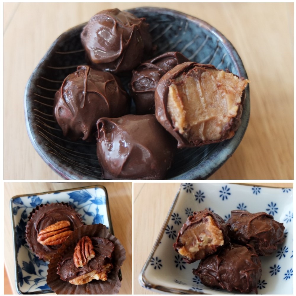 Chocolate-covered salted date caramels