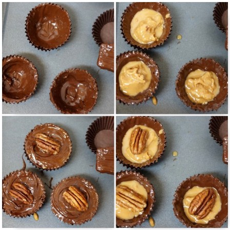 Chocolate pecan and salted caramel peanut butter cups