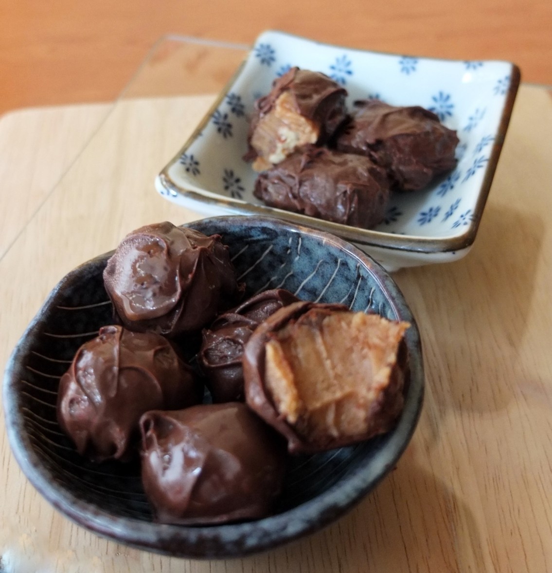 Chocolate-covered salted date caramels