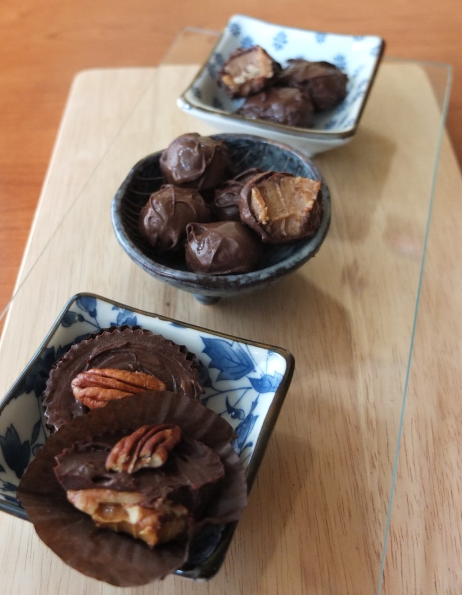 Chocolate-covered salted date caramels