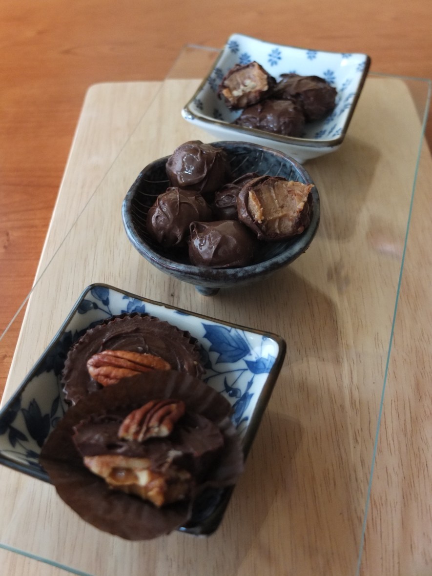 Chocolate-covered salted date caramels