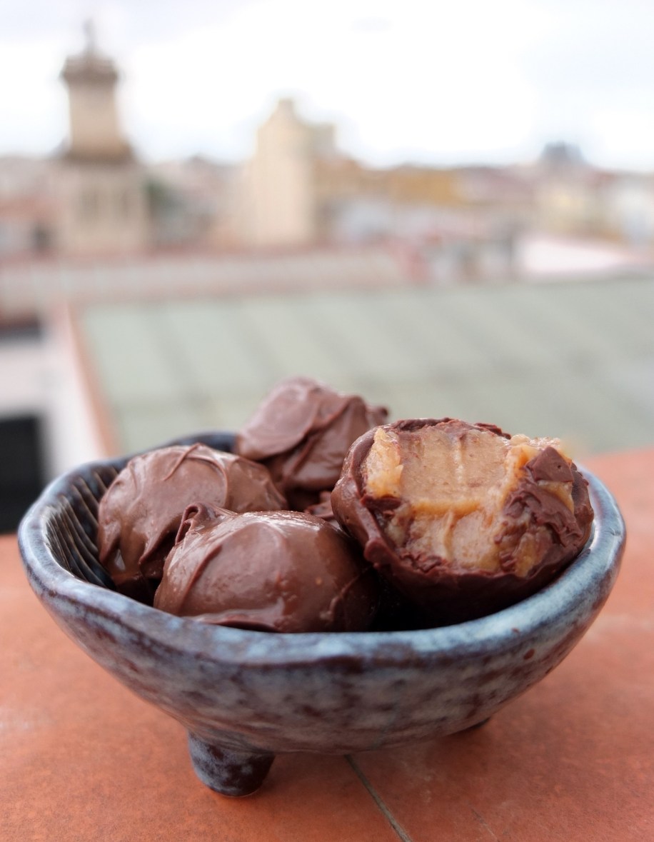 Chocolate-covered salted date caramels