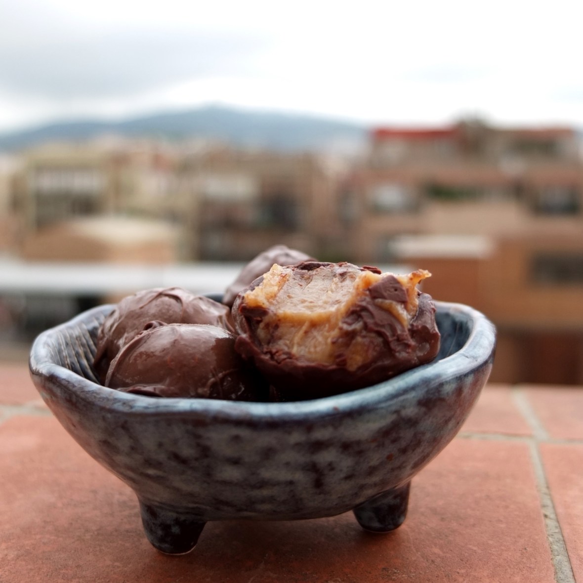 Chocolate-covered salted date caramels