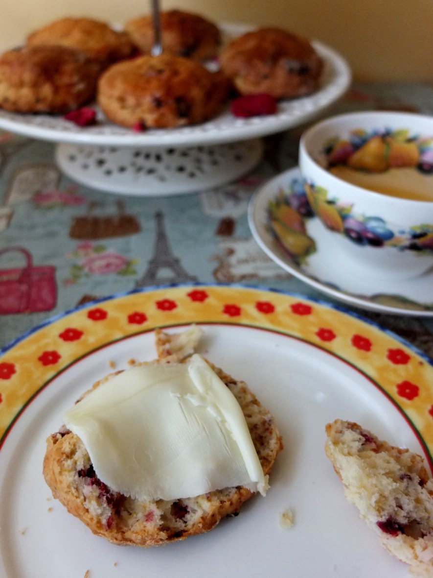 Ispahan scone and tea for breakfast