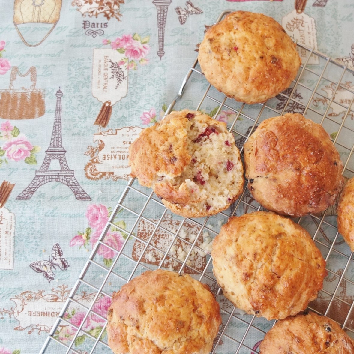 Ispahan raspberry, rose water and lychee scones