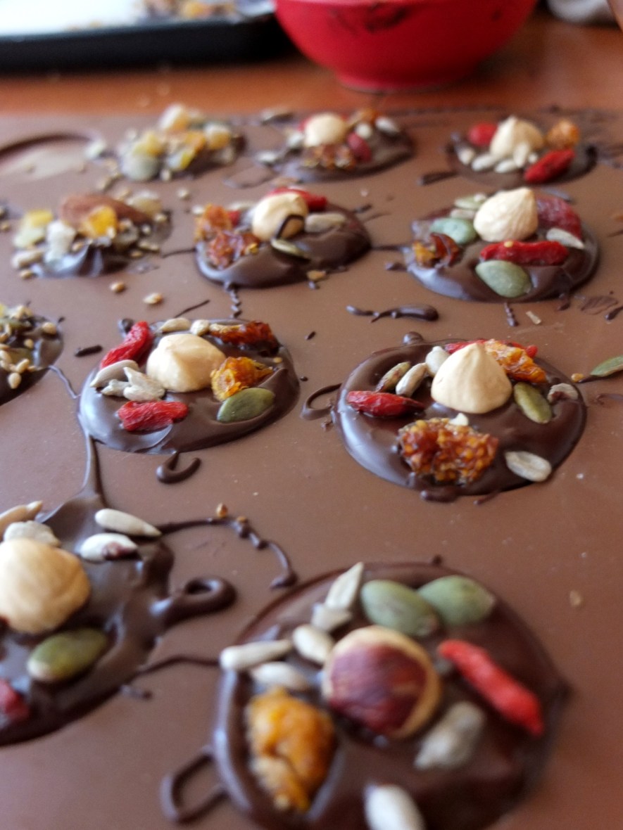 Healthy superfood chocolate mendiants