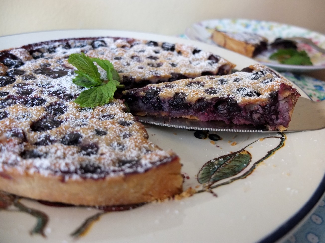 Healthier blueberry and pine nut tart