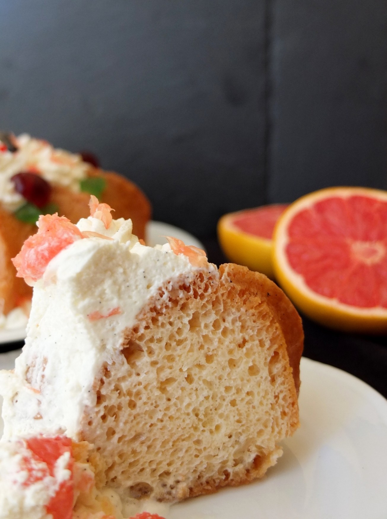 Pink grapefruit and kirsch savarin