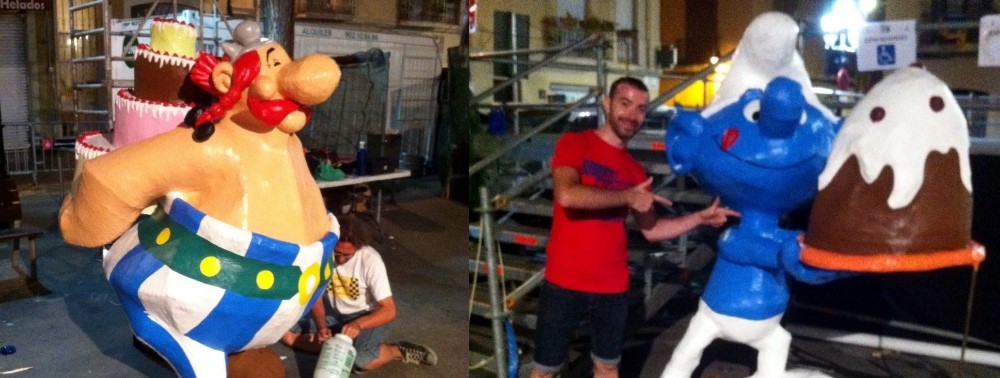 Obelix, smurf and cakes