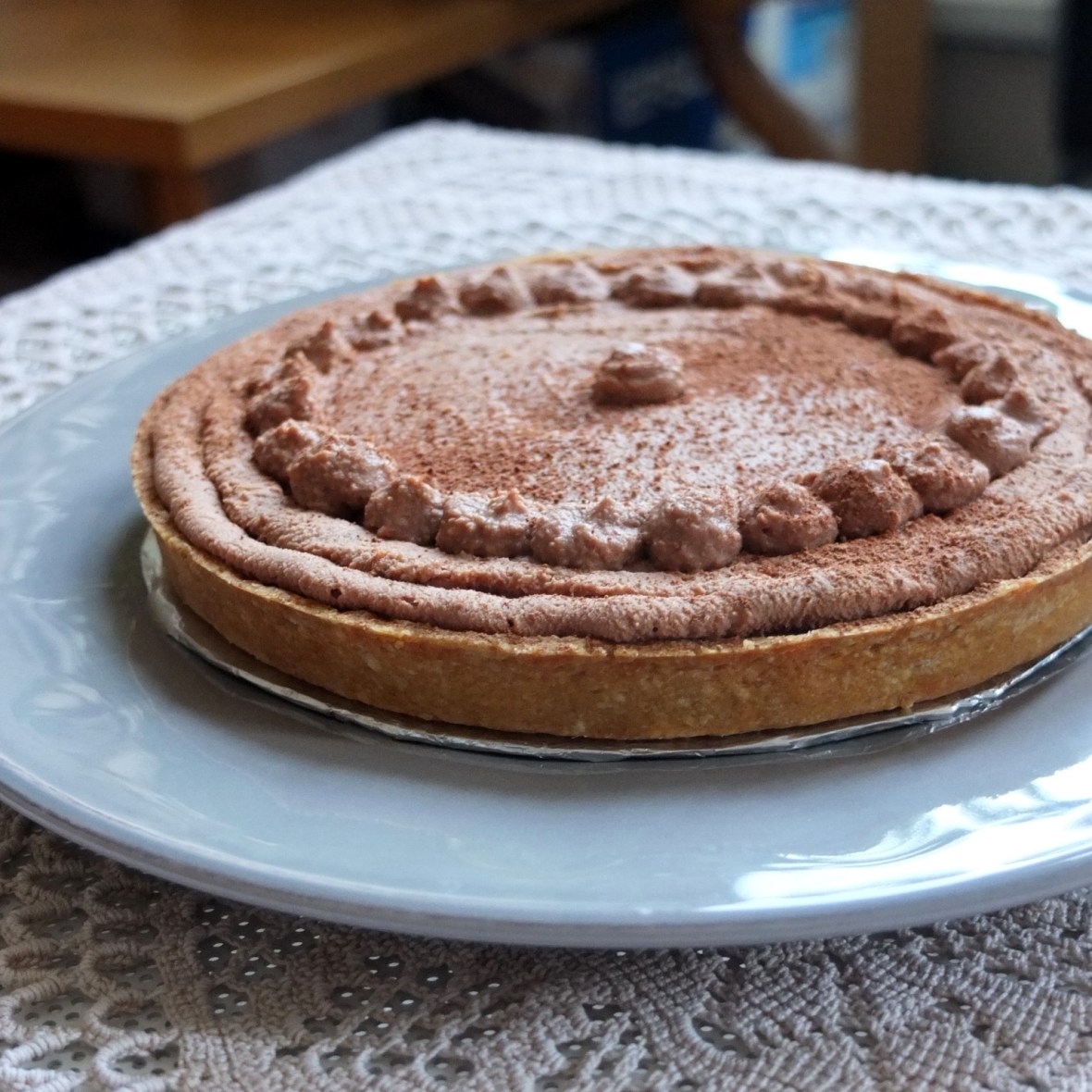 Salted caramel and milk chocolate mousse tart