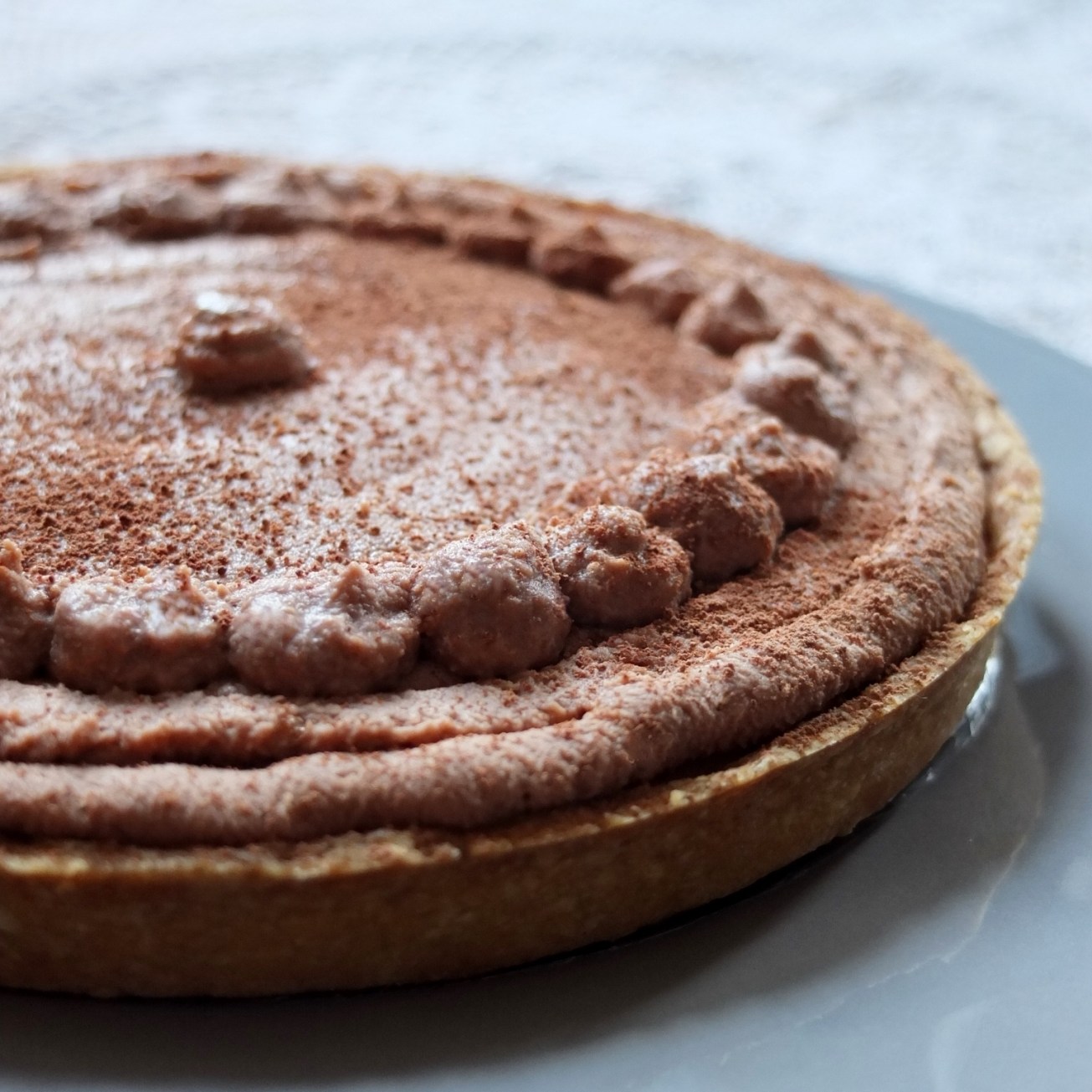 Salted caramel and milk chocolate mousse tart