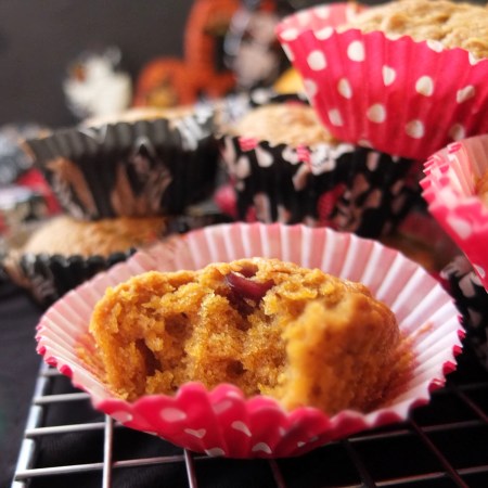 Sweet potato, cranberry and walnut cupcakes