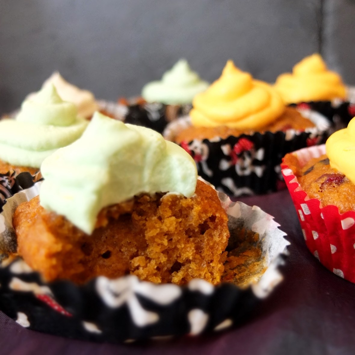 Sweet potato, cranberry and walnut cupcakes