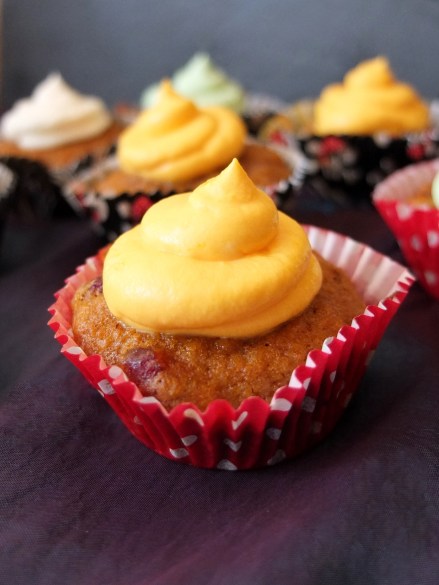 Sweet potato, cranberry and walnut cupcakes