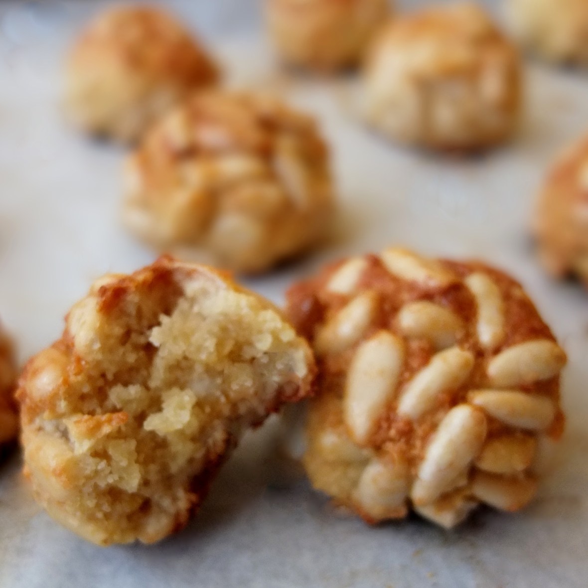 Healthier orange and pine nut panellets with maple syrup