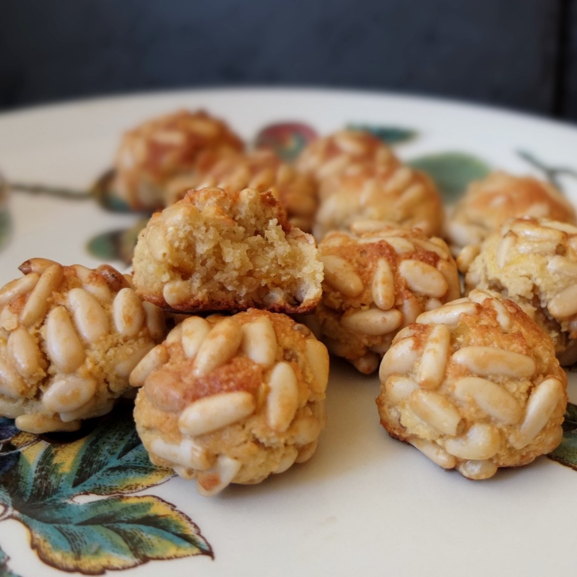 Healthier orange and pine nut panellets with maple syrup