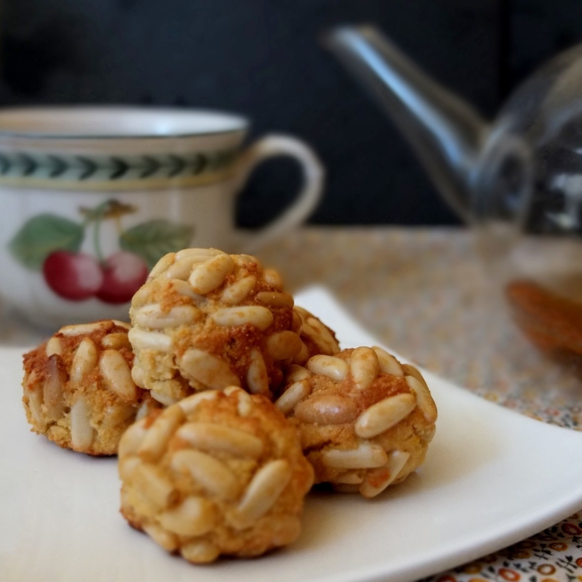 Healthier orange and pine nut panellets with maple syrup
