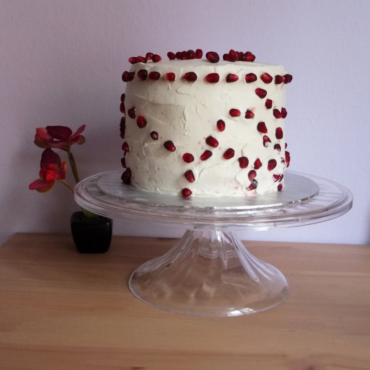 Pomegranate red velvet cake