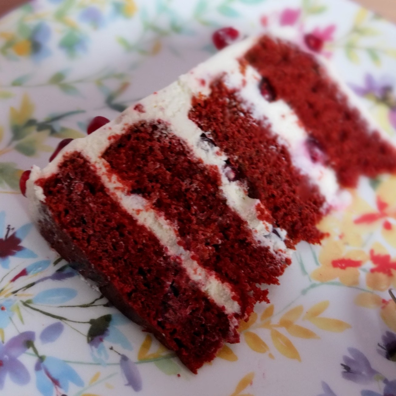 Pomegranate red velvet cake