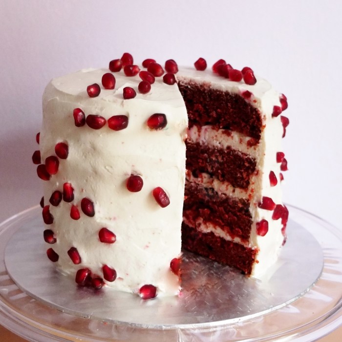 Pomegranate red velvet cake