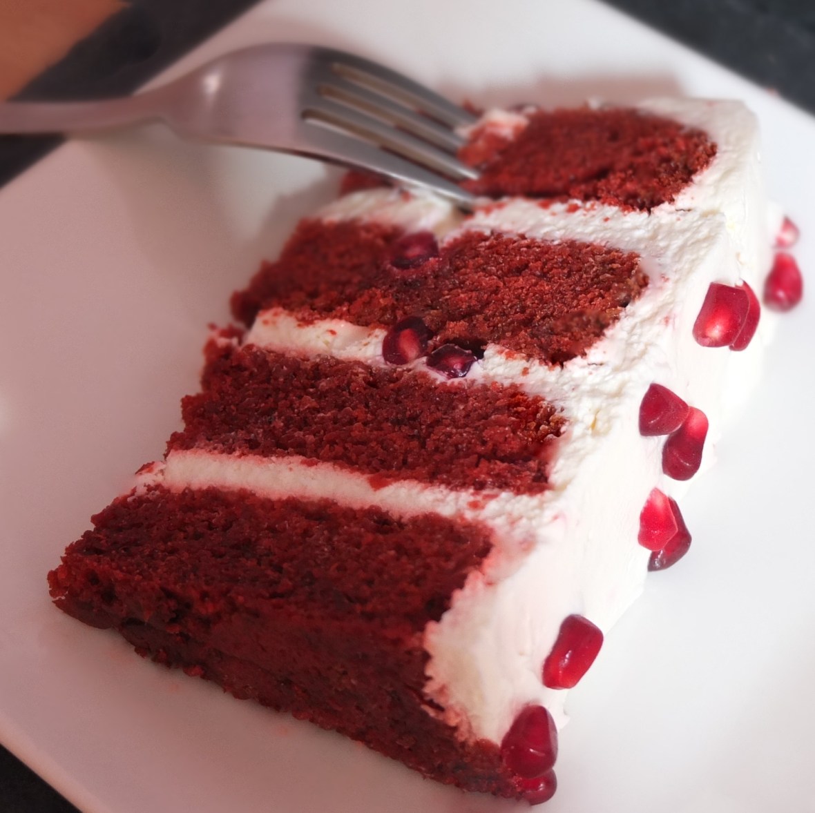 Pomegranate red velvet cake