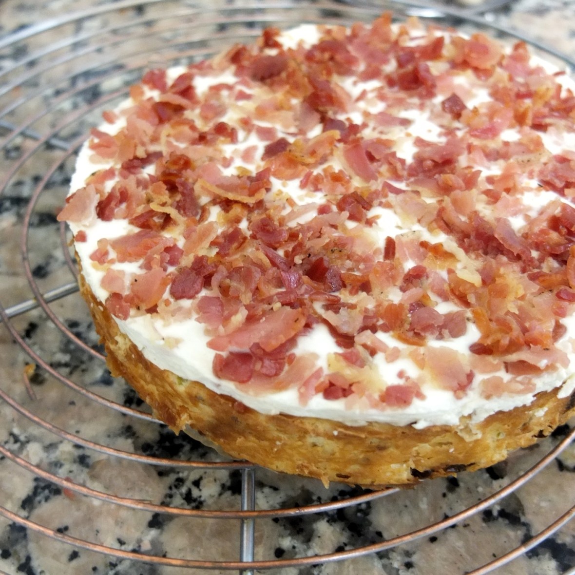 Savoury bacon crumble cheesecake