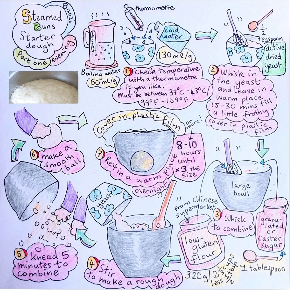 baozi (steamed bun) illustrated recipe part 1