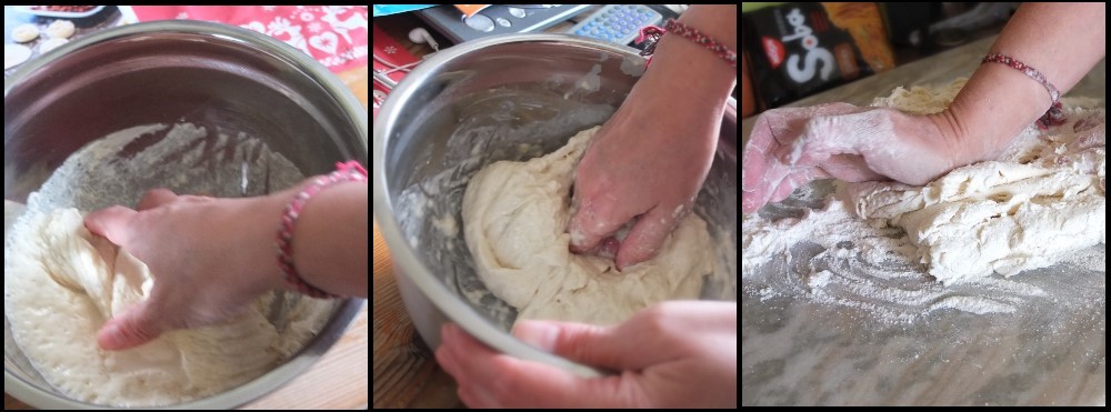 baozi - kneading the starter and final dough