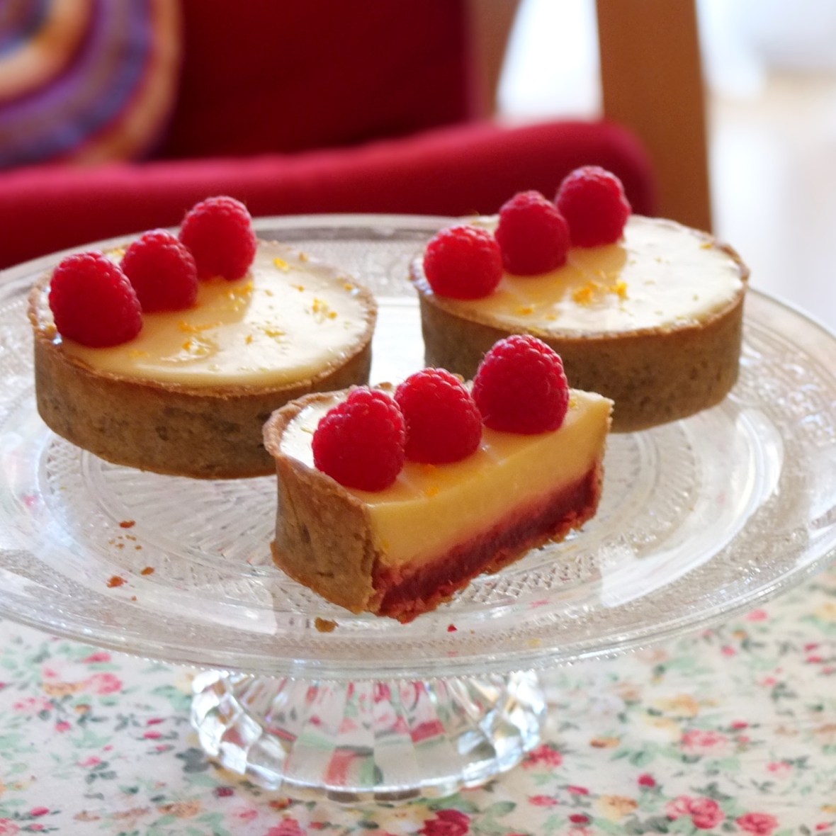 Healthier St Clement's raspberry tarts