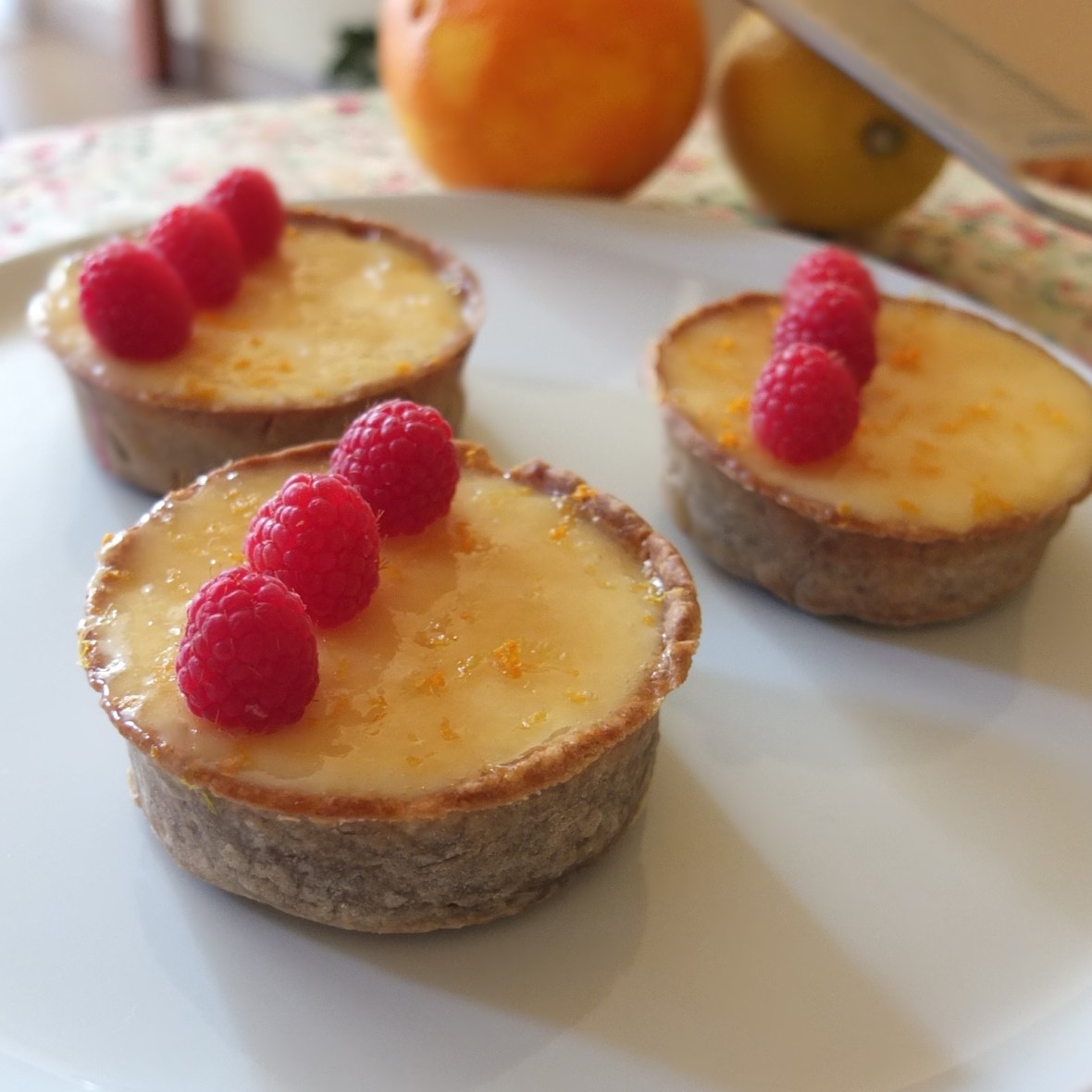 Healthier St Clement's raspberry tarts