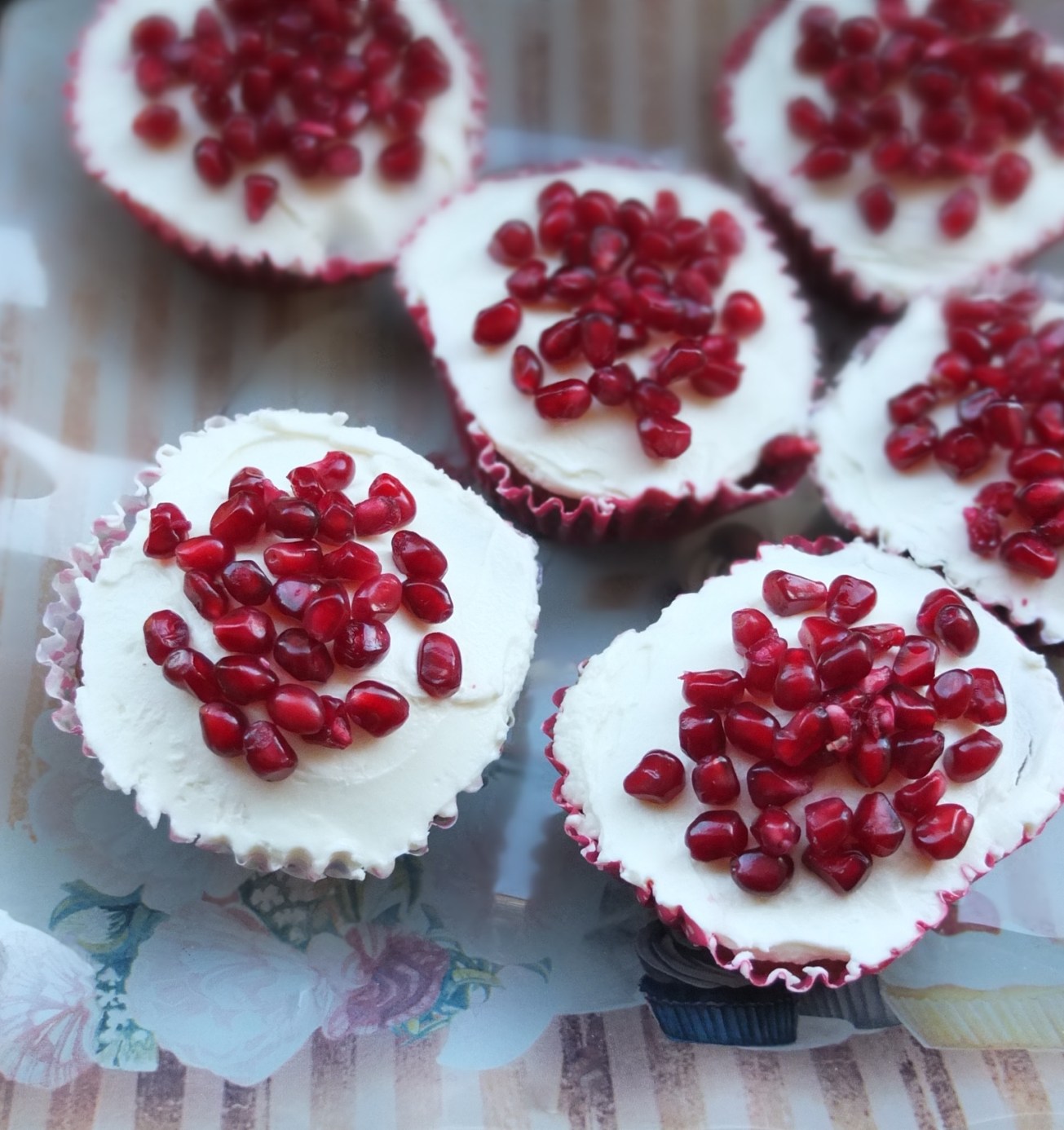 pomegranate red velvet cupcakes