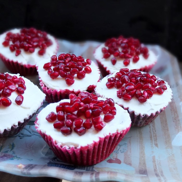 pomegranate red velvet cupcakes