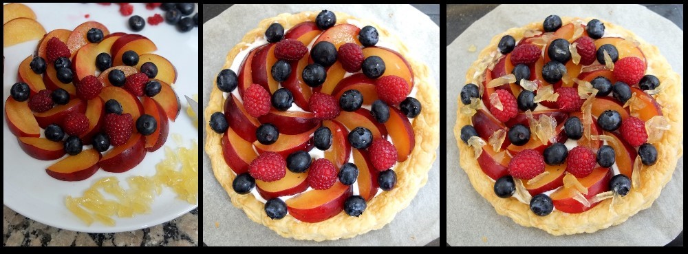 Fruit and ginger on the puff pastry shell