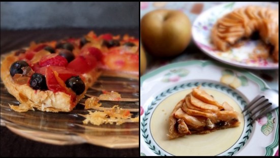 fruit tarts with inverted puff pastry shell