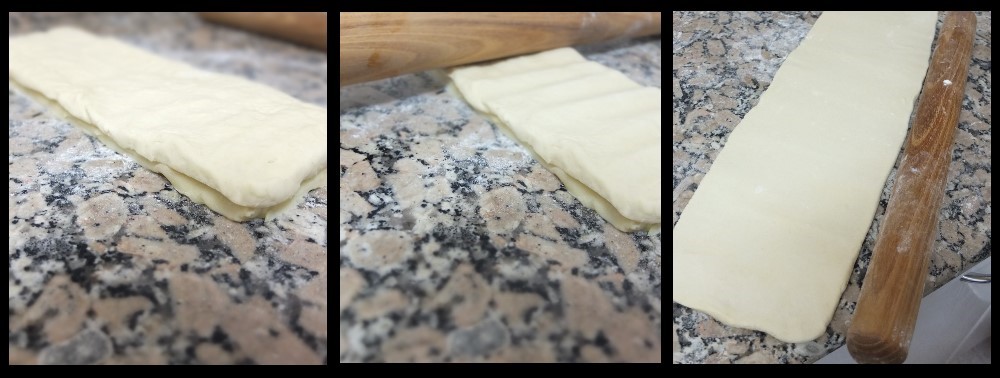 Rolling out before turns - inverted puff pastry